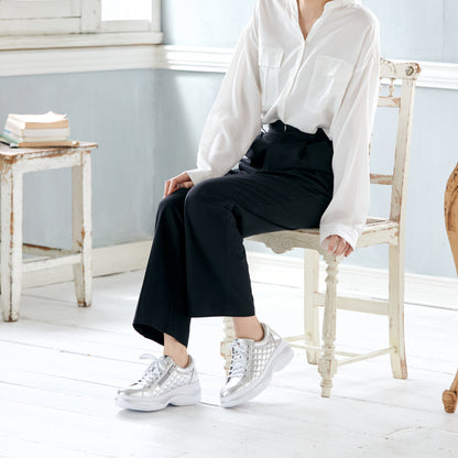 FITJOY Platform Sneakers | Lightweight, Soft Sheepskin, Swarovski Crystal Accents #FJ107
