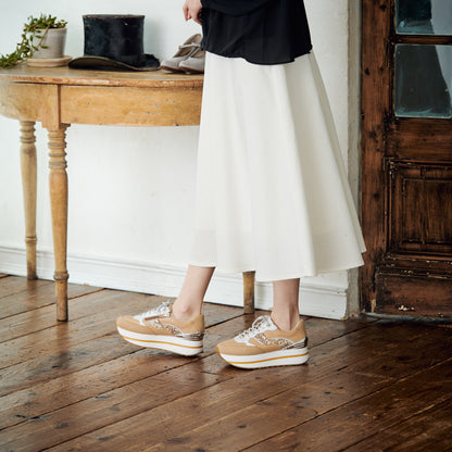 FITJOY Wedge Sneakers | Soft Sheepskin, Swarovski Crystal Accents, Inside Zipper #FJ109