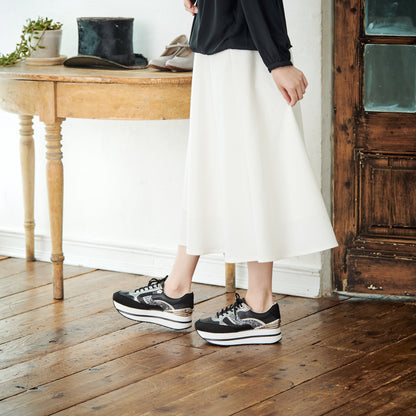 FITJOY Wedge Sneakers | Soft Sheepskin, Swarovski Crystal Accents, Inside Zipper #FJ109