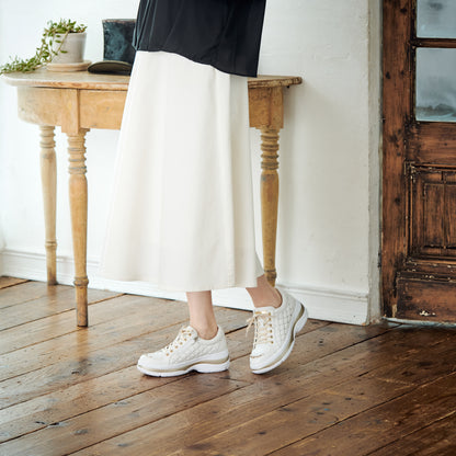FITJOY Platform Sneakers | Lightweight, Soft Sheepskin, Swarovski Crystal Accents #FJ107