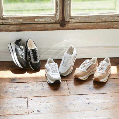 FITJOY Wedge Sneakers | Soft Sheepskin, Swarovski Crystal Accents, Inside Zipper #FJ109