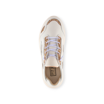 FITJOY Women's Sandal Sneakers |  Soft Sheepskin, Glitter accents #FJ097
