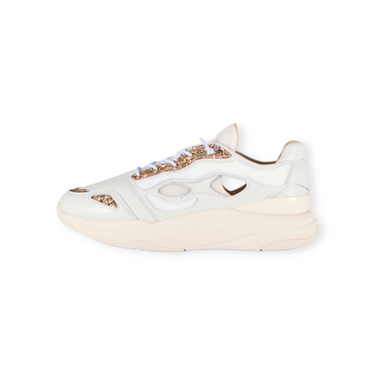 FITJOY Women's Sandal Sneakers |  Soft Sheepskin, Glitter accents #FJ097