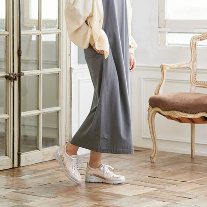 FITJOY Wedge Sneakers | Ultra-Lightweight, Soft Sheepskin, Swarovski Crystal Accents #FJ103