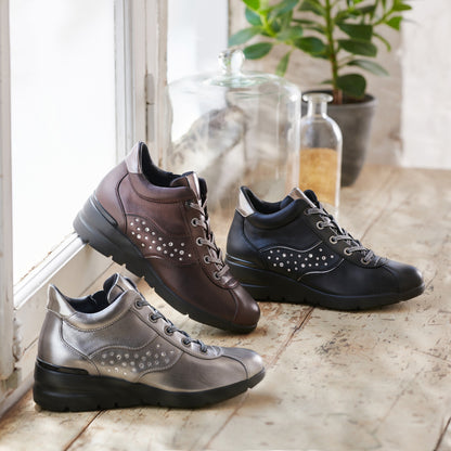 FITJOY Wedge Boots | Ultra-Lightweight, Soft Sheepskin, Swarovski Crystal Accents #FJ100