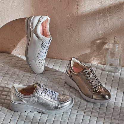 FITJOY Wedge Sneakers | Ultra-Lightweight, Soft Sheepskin, Swarovski Crystal Accents #FJ125
