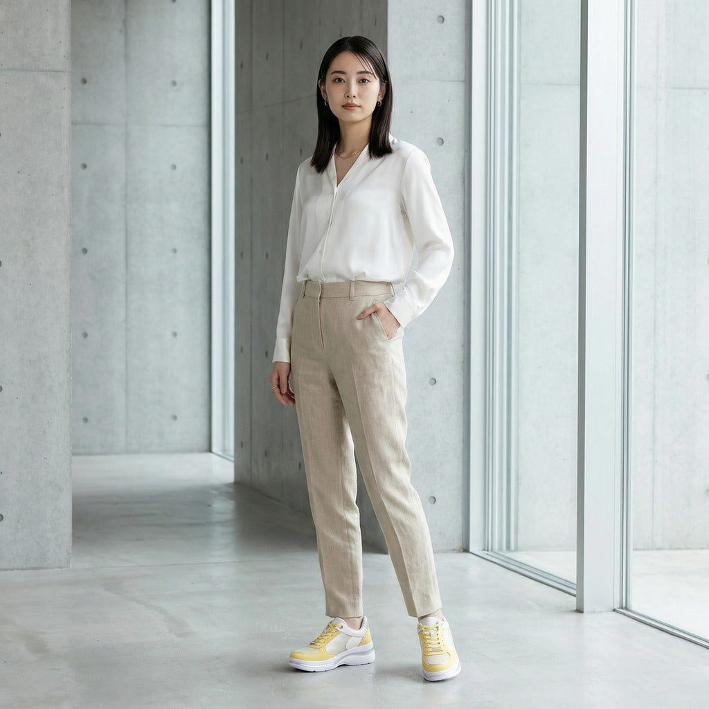 FITJOY  Hands-free Platform Sneakers | Soft Cow Leather, Lightweight, Swarovski Crystal Accents #FJ133