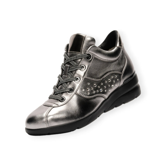23FW Lightweight soft sheepskin high-top sneakers with Swarovski crystal glass #FJ100