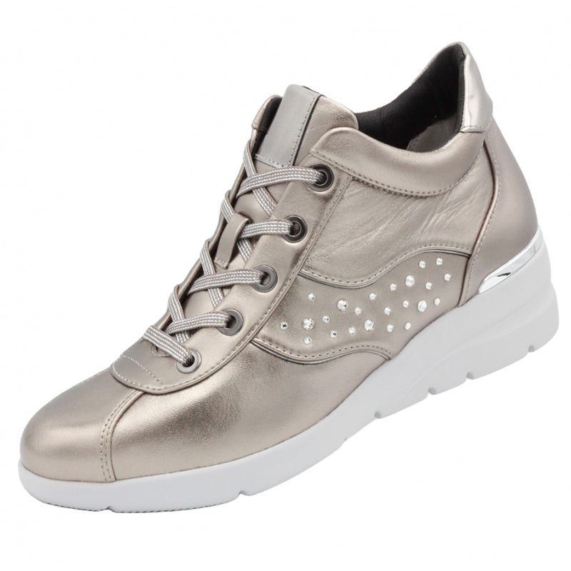 Lightweight soft sheepskin high-top sneakers with Swarovski crystal glass #FJ100