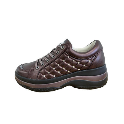 FITJOY Platform Sneakers | Lightweight, Soft Sheepskin, Swarovski Crystal Accents #FJ107