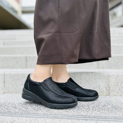 FITJOY Wedge Slip-Ons Sneakers  | Cow Leather with Super Stretch Fabric #FJ128