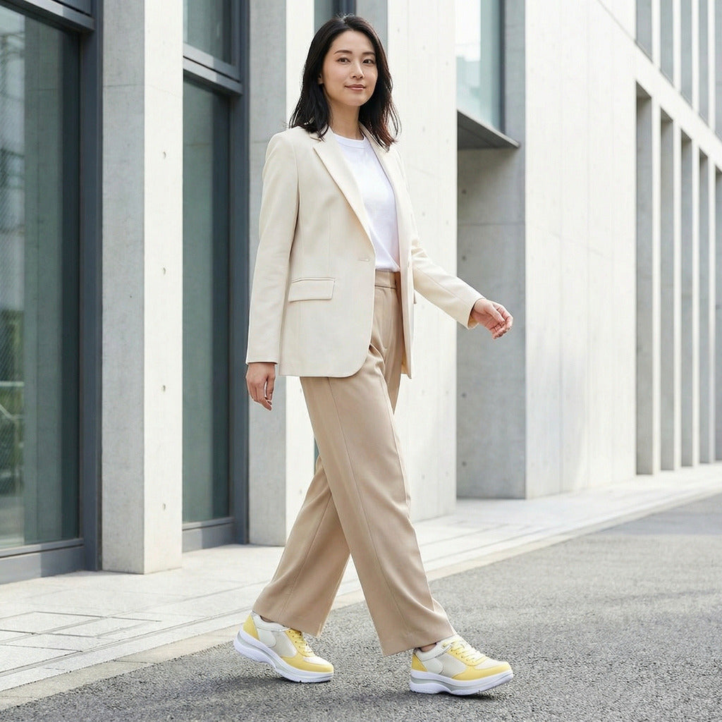FITJOY  Hands-free Platform Sneakers | Soft Cow Leather, Lightweight, Swarovski Crystal Accents #FJ133