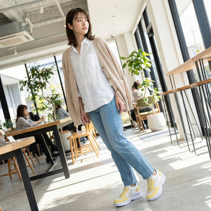 FITJOY  Hands-free Platform Sneakers | Soft Cow Leather, Lightweight, Swarovski Crystal Accents #FJ133