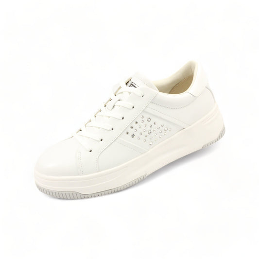 24SS  Sporty and elegant court sneakers decorated with Swarovski crystals #FJ124