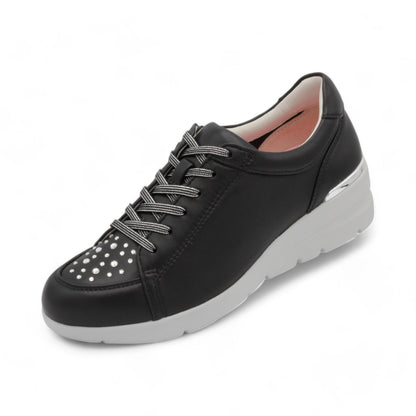 FITJOY Wedge Sneakers | Ultra-Lightweight, Soft Sheepskin, Swarovski Crystal Accents #FJ125