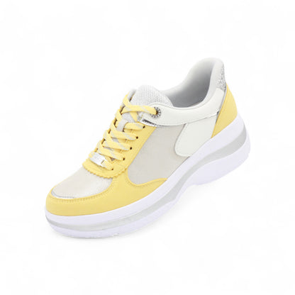 FITJOY  Hands-free Platform Sneakers | Soft Cow Leather, Lightweight, Swarovski Crystal Accents #FJ133