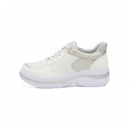 FITJOY  Hands-free Platform Sneakers | Soft Cow Leather, Lightweight, Swarovski Crystal Accents #FJ133