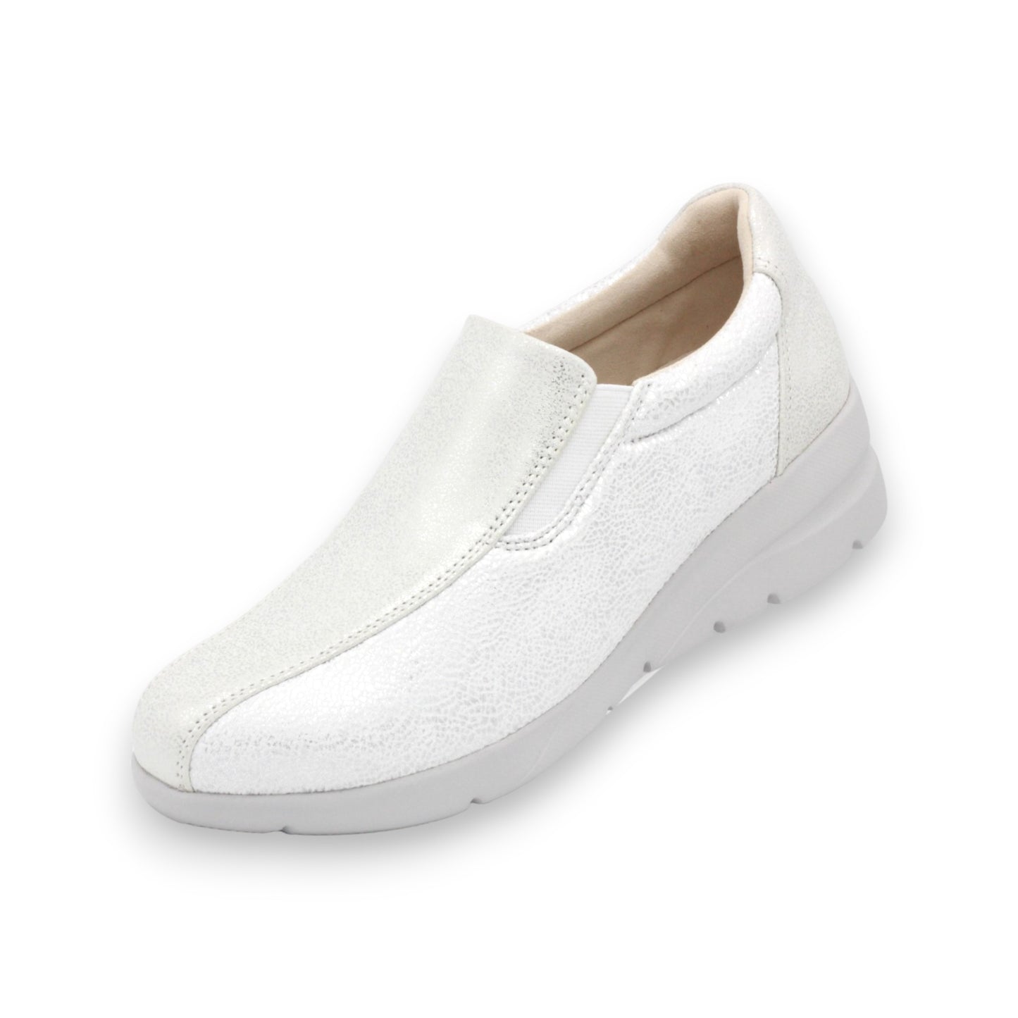 Ultra-Lightweight Women's Slip-ons Shoes with New Material Super Stretch Fabric, Soft Cowhide Leather #FJ128