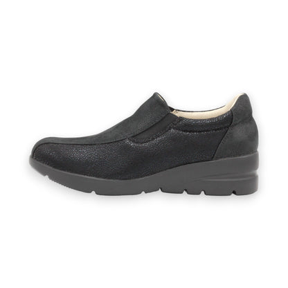 FITJOY Wedge Slip-Ons Sneakers  | Cow Leather with Super Stretch Fabric #FJ128