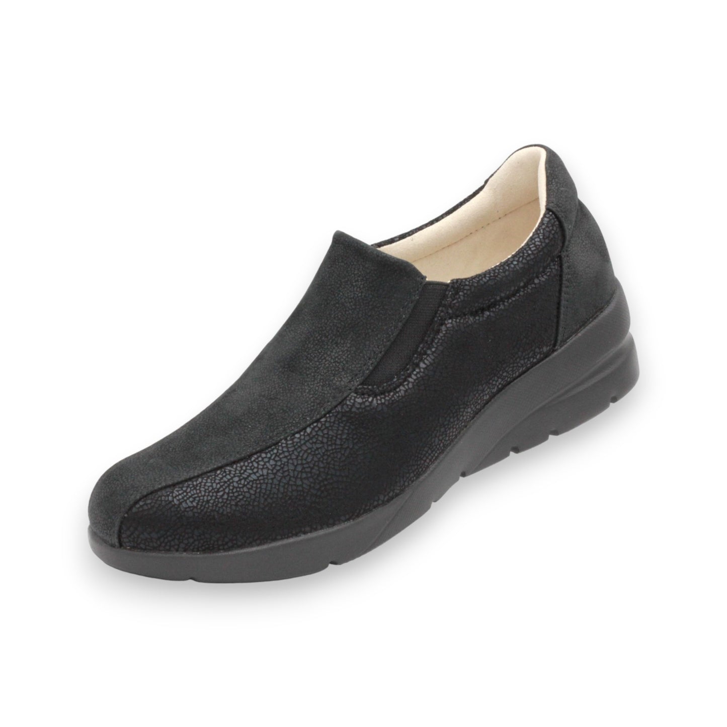 Ultra-Lightweight Women's Slip-ons Shoes with New Material Super Stretch Fabric, Soft Cowhide Leather #FJ128