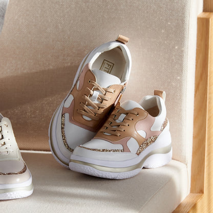 FITJOY Platform Sneakers | Ultra-Lightweight, Soft Sheepskin, Inside Zipper #FJ077