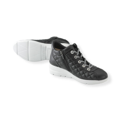 Sheepskin leather Sneakers with crystal decorations
