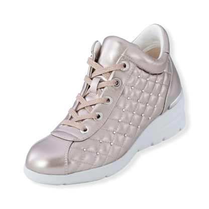 Sheepskin leather Sneakers with crystal decorations