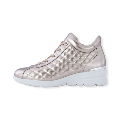 Sheepskin leather Sneakers with crystal decorations