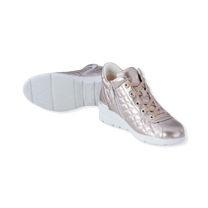Sheepskin leather Sneakers with crystal decorations