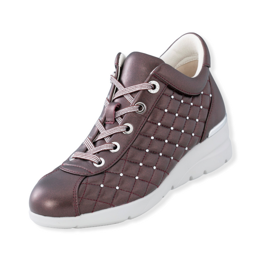 Sheepskin leather Sneakers with crystal decorations
