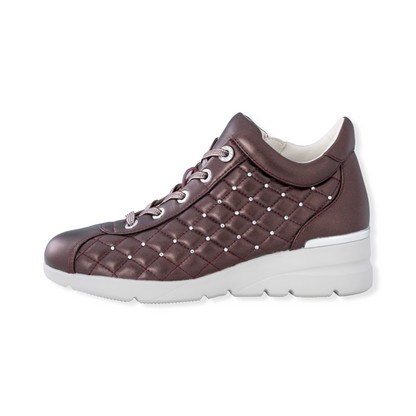 Sheepskin leather Sneakers with crystal decorations