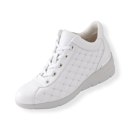 Sheepskin leather Sneakers with crystal decorations