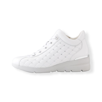 Sheepskin leather Sneakers with crystal decorations